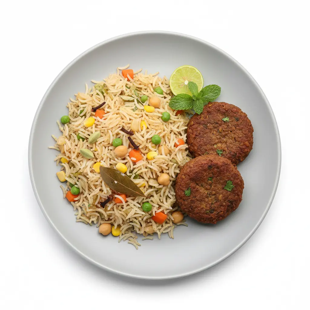 Pulao (Veg/Channa) + Shami Kabab