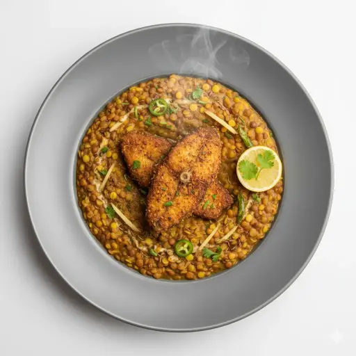Mix Daal with Fried Fish / Chicken